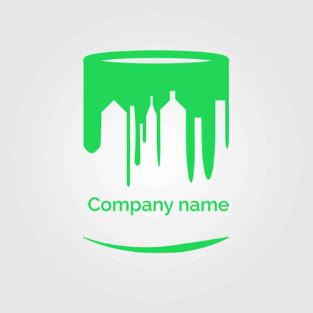 Fresh paint logo for painting company with buildingのイラスト素材