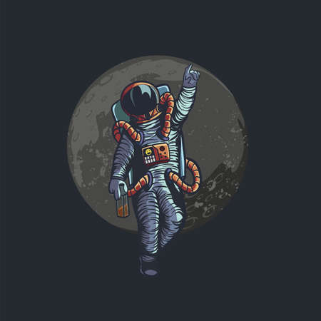 illustration of drunk astronaut give bye to youのイラスト素材