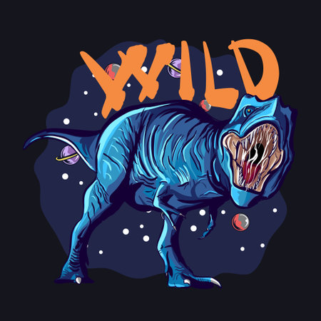 Hand-Drawn Blue T-Rex Vector Illustrationのイラスト素材