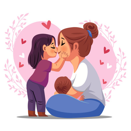 âHappy Mother's Dayâ vector illustration design of a mother's love for her childのイラスト素材