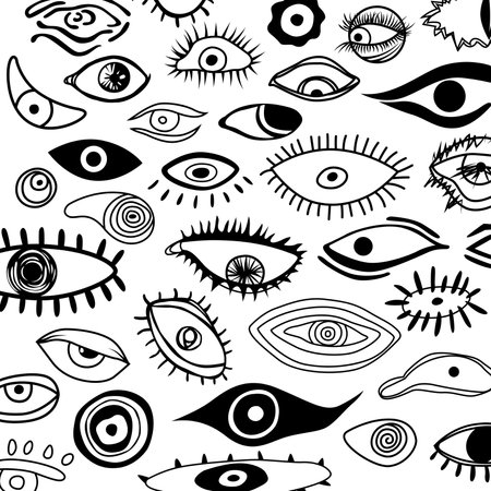 vector illustration Modern contemporary trendy eye pattern. Flat design. Free hand drawing style.のイラスト素材