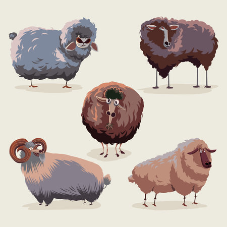 sheep and goat vector illustration collection setのイラスト素材