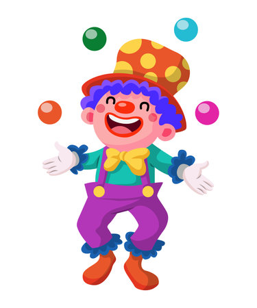 birthday party clown playing attraction with good costumeのイラスト素材