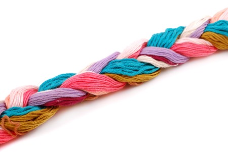 Plait of colour cotton threads for embroidery and needlework.