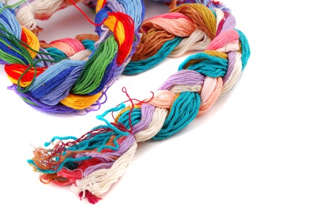 Plait of colour cotton threads for embroidery and needlework.の写真素材