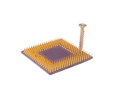 The modern semi-conductor processor for calculations in a science and the technician.の写真素材