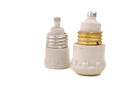 Electric components for house use on a white background