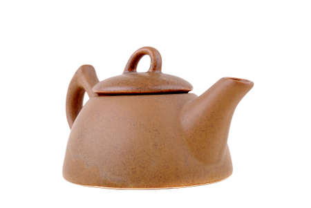 Brown cups for a breakfast on a white backgroundの写真素材