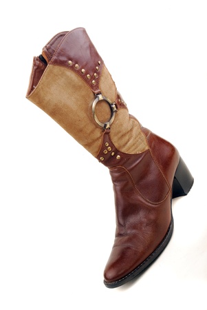 Women brown boot. Isolate on white Background .の写真素材