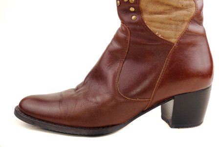 Women brown boot. Isolate on white Background .