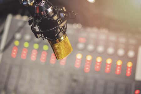 microphone in radio studioの写真素材