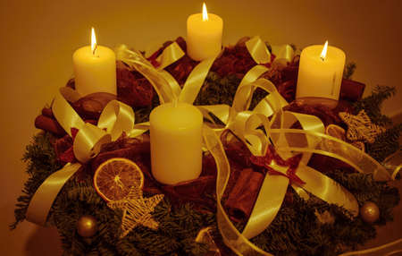 Christmas advent theme decorations for the winter holidays.の写真素材