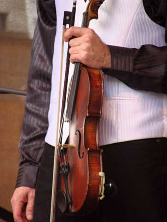 Musician with the violin and bow.の写真素材