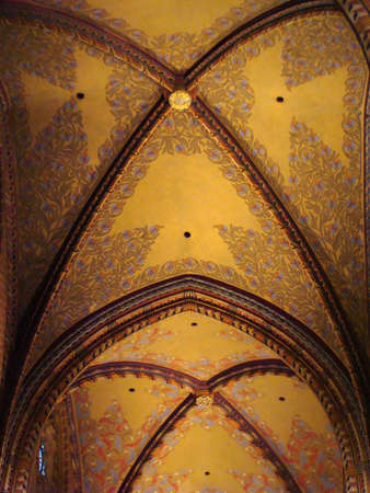 Gothic vault in the church from Magyar. Decoration and art.の写真素材