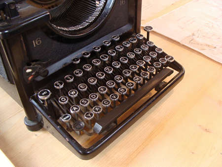 Old antique typewriter for writing messages. Old keyboard from old times.の写真素材