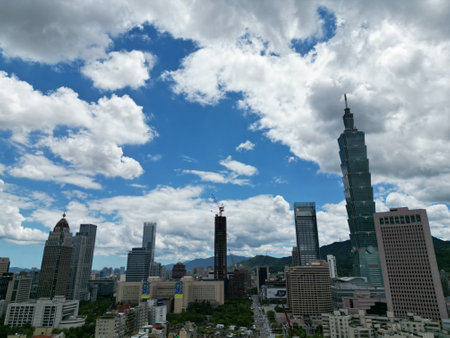 Taipei 101 skyscrapers in Taipei, Taiwan.の写真素材