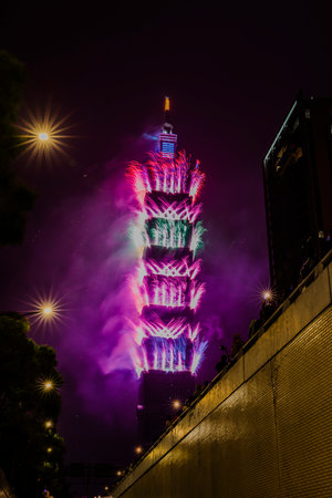Taipei 101 New Year Firework.のeditorial素材