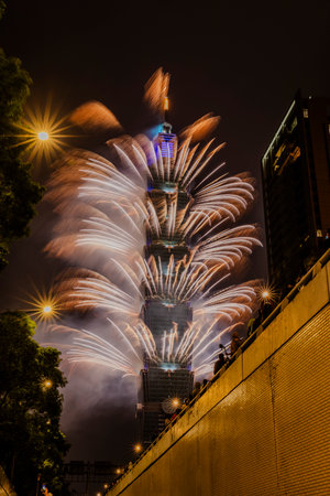 Taipei 101 New Year Firework.のeditorial素材