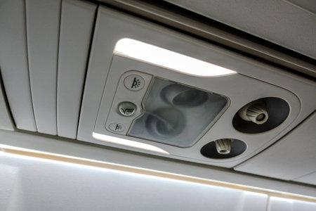 The interior of an airplane.の写真素材