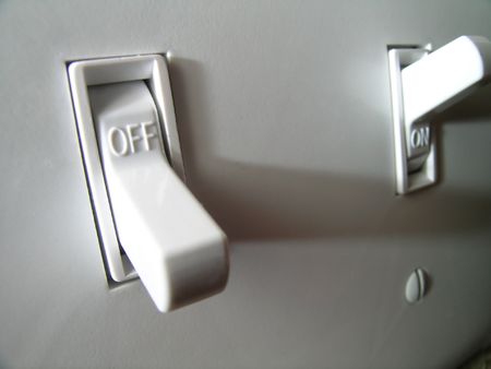       closeup of a power switch in the off positionの写真素材