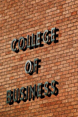 Detail of brick wall on college of business buildingの写真素材