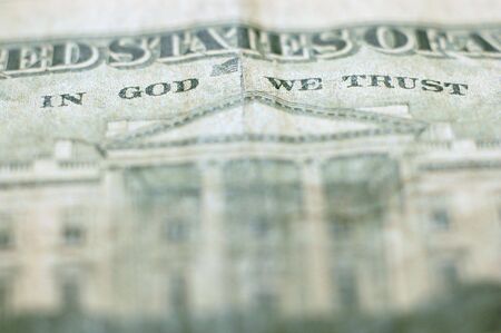 Closeup of cash bill with words In God We Trustの写真素材