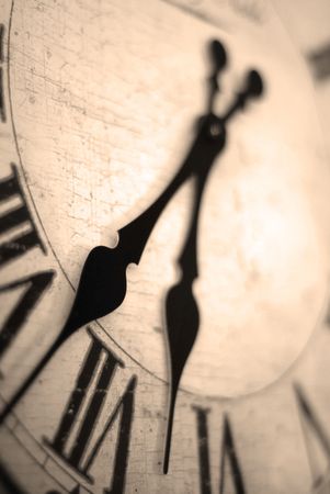 Detail of clock face showing time