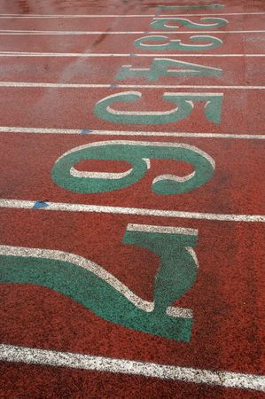 Track and field lanes and numbersの写真素材