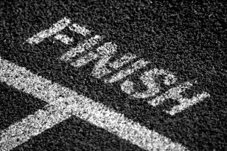 Marker for finish line at a race trackの写真素材