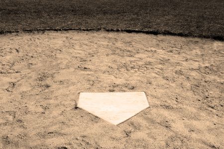Home plate on baseball field with copy spaceの写真素材