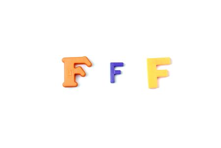 Alphabet letter F isolated on white backgroundの写真素材