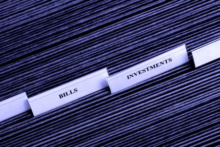File tabs for bills and several blank file tabsの写真素材