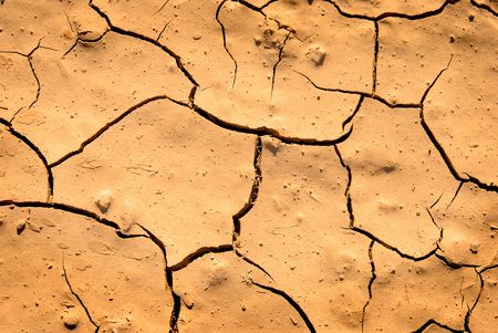 Cracked dry brown ground in drought