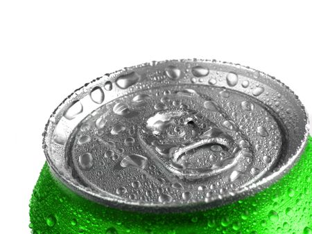 Closeup of soda or pop can with drops of water for fresshnessの写真素材