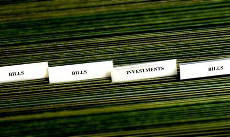 File tabs for bills and several blank file tabsの写真素材