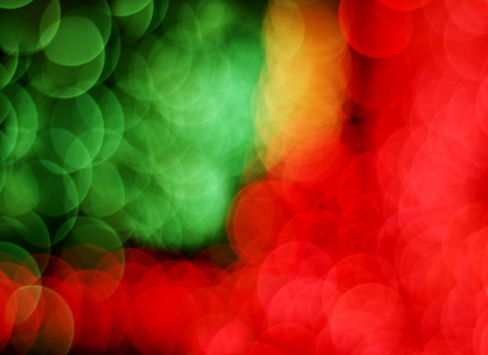 Out of focus red and green Christmas lightsの写真素材