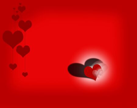 Valentine Heart on red background with spotlight and shadowの写真素材