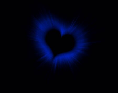 Blue, Valentine Heart with zoom blur on black backgroundの写真素材