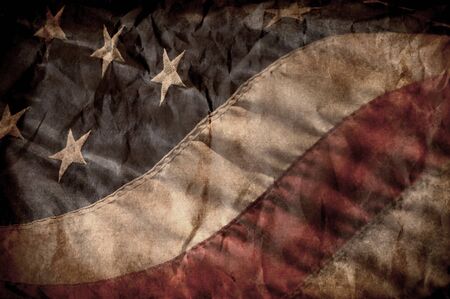 Detail of antique american flag stars and stripes with textureの写真素材
