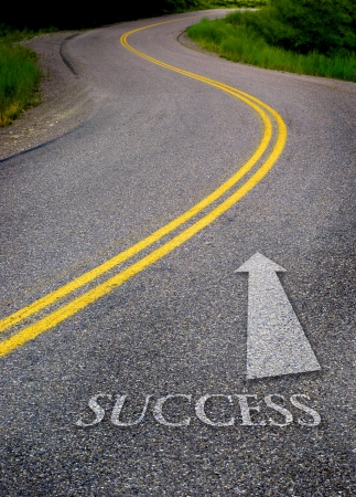 Road to success with painted double yellow linesの写真素材