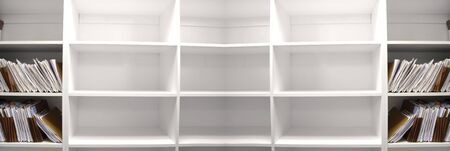 Shelf full of folders and files in an officeの写真素材