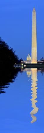 Washington Monument with US Capitol Building in Backgroundの写真素材
