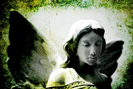 Grunge Angel with wings set on abstract backgroundの写真素材