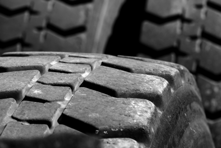 Heavey Equipment Tires with worn treadの写真素材