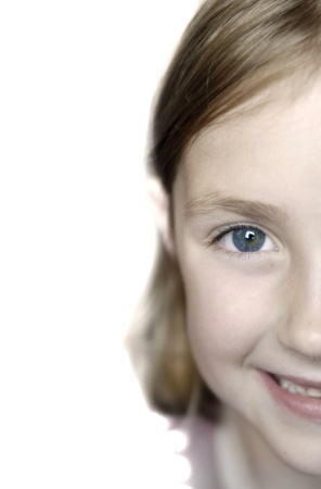 Portrait of young little girl with focus on eyesの写真素材