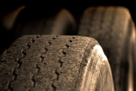 Detail shot of a large tireの写真素材