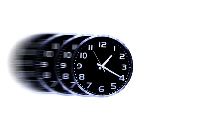 Detail of clock face with numbers and hands showing timeの写真素材