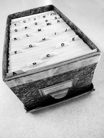 Index cards organized in a row by letter of the alphabetの写真素材