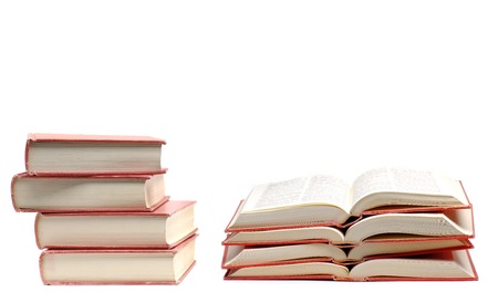 Stack of books isolated on white background for learning and educationの写真素材