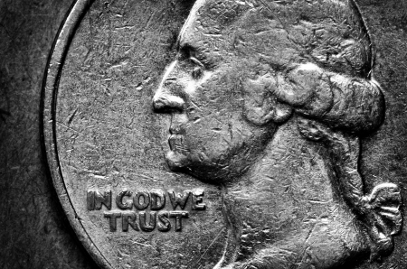 Coin of Silver American Money with words In God We Trustの写真素材